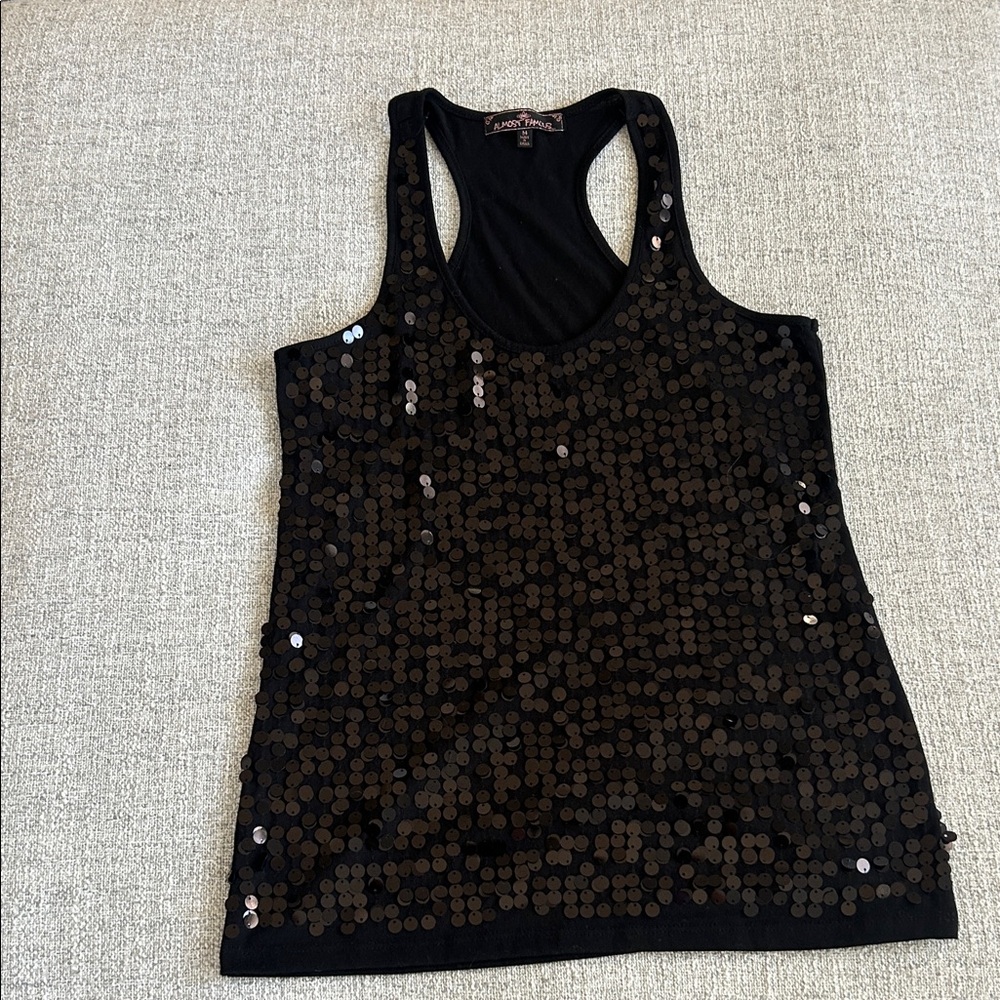 Almost Famous Black Sequin Tank Top